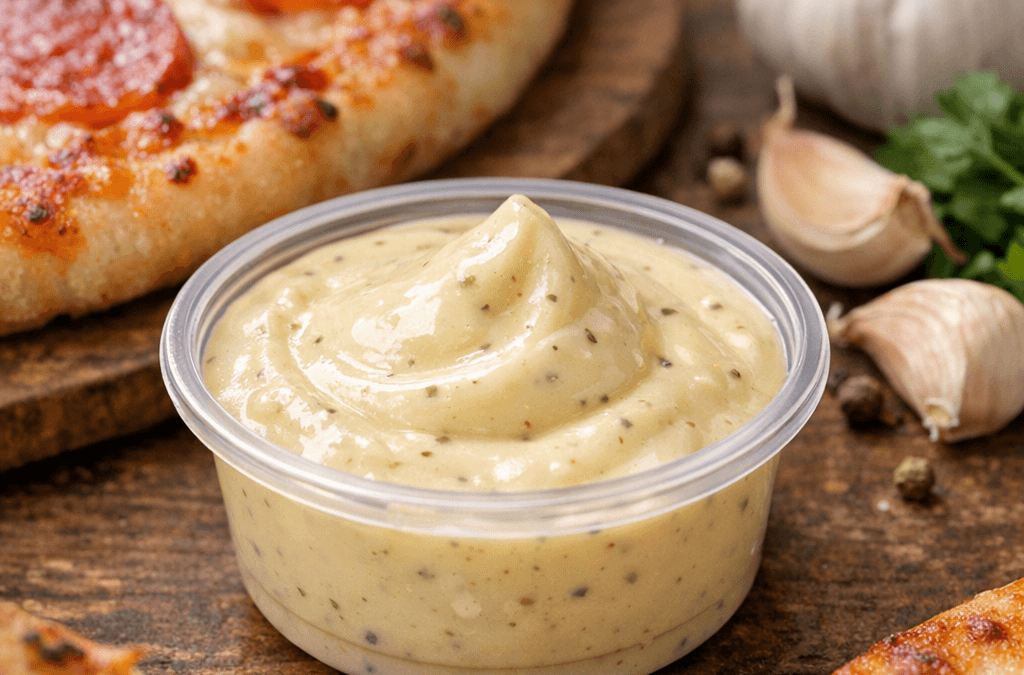 Sos czosnkowy do pizzy – intensywny i gęsty, idealny do maczania brzegów
